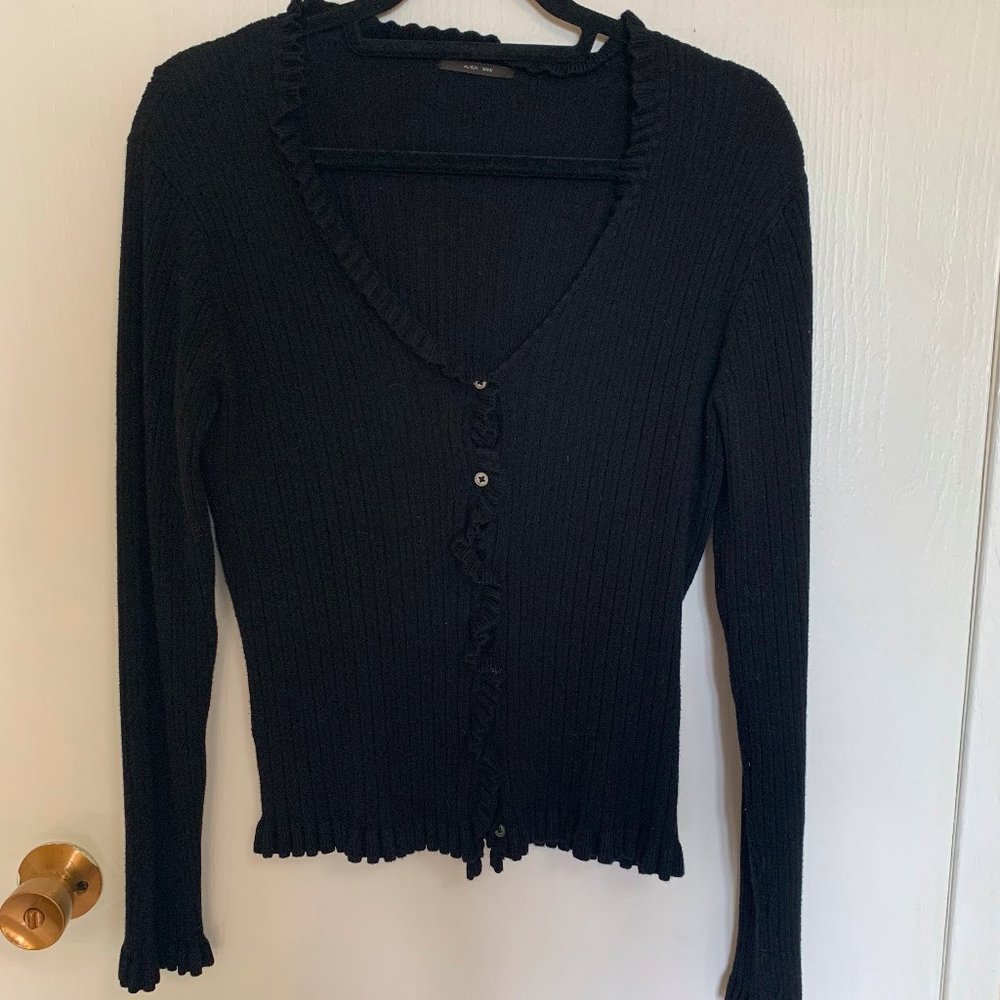 Alison Sheri, black button up top, medium